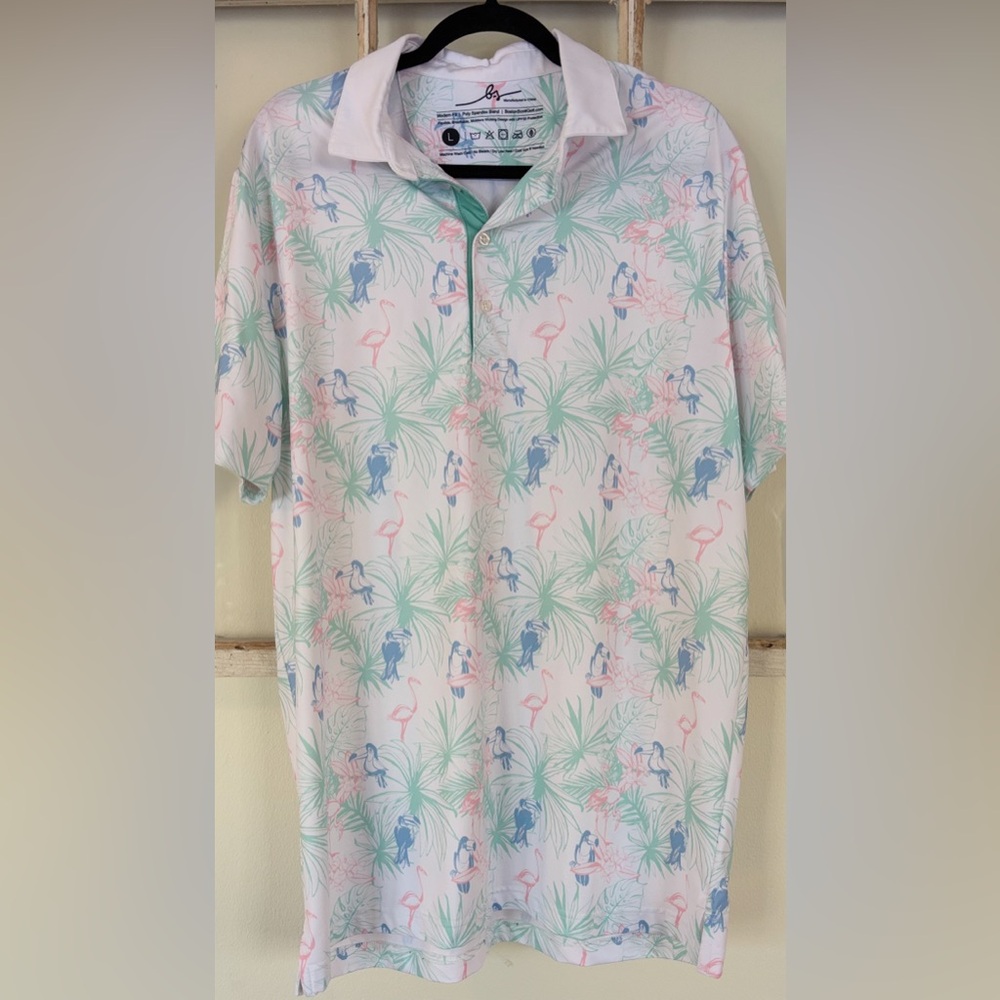 Boston Scott Golf Flamingo Print Men's Casual Shirt